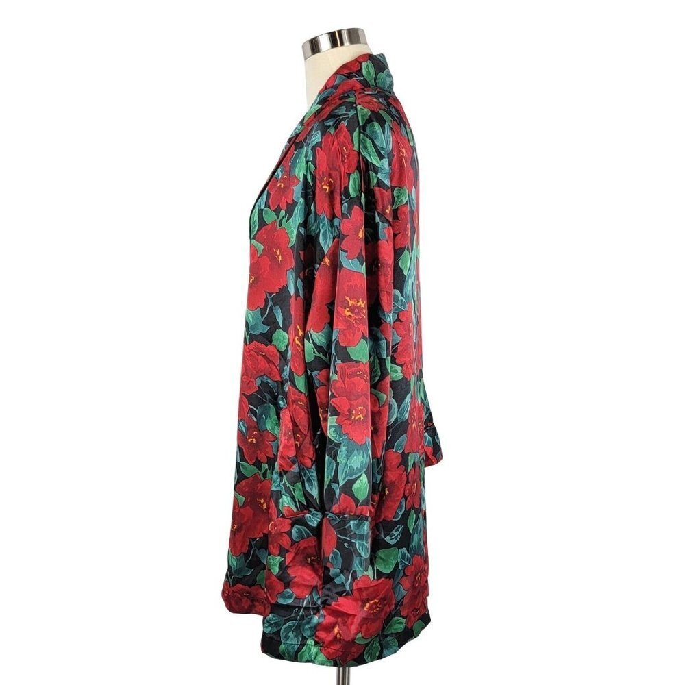 Vintage Victorias Secret Kimono Womens OS Red Floral Satin Robe Y2K 90s Romantic - Picture 9 of 13